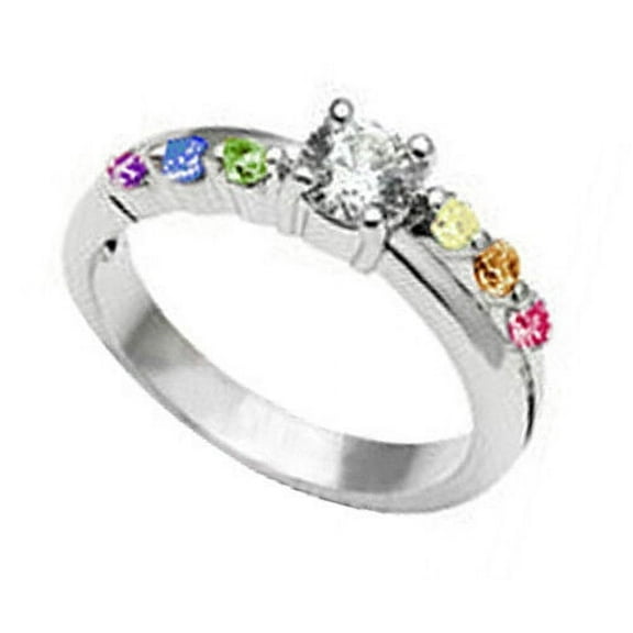 Pride Shack - Rainbow Ring w/ CZ Stone Steps - LGBT Lesbian Gay Pride Ring Sizes