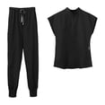 thumbnail image 1 of TISHITA Female Scrub Set, v Neckline Top and Pants Work Clothing, Nursing Scrubs Uniform Black Color M, 1 of 8