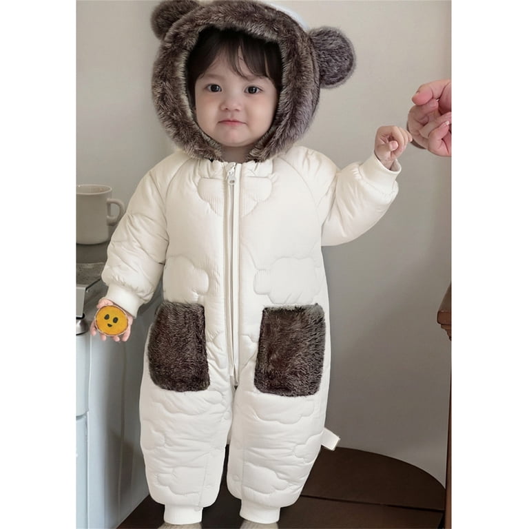 Baby Snowsuit Hooded Jumpsuit Bera Ear Romper Warm Newborn Outfits Baby  Girl Puffy Coat Jacket Preemie Baby Boy Clothes 12-18 Months