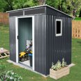 thumbnail image 2 of Tcbosik 6x5ft Outdoor Storage Shed with Window, Metal Lockable Garden Shed for Backyard, Garden, Patio, Lawn, Black & White, 2 of 8