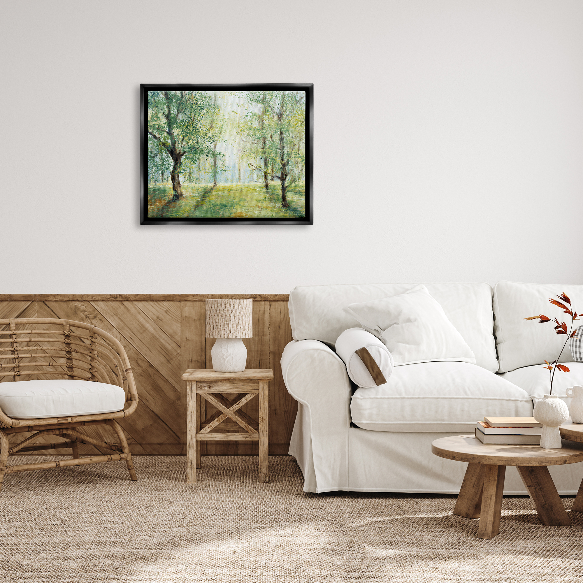 Stupell Industries Grounded Beauty Landscape Nature Painting Black Floater Framed Art Print Wall Art, 31 x 25