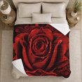 thumbnail image 5 of Crimson Rose with Ornate Black Scrollwork, Romantic Gothic Floral Motif for Flower Lovers, Valentine's Day Gift, Soft Flannel Blanket for Bedroom and Guest Room, Elegant Home Decor, 5 of 9