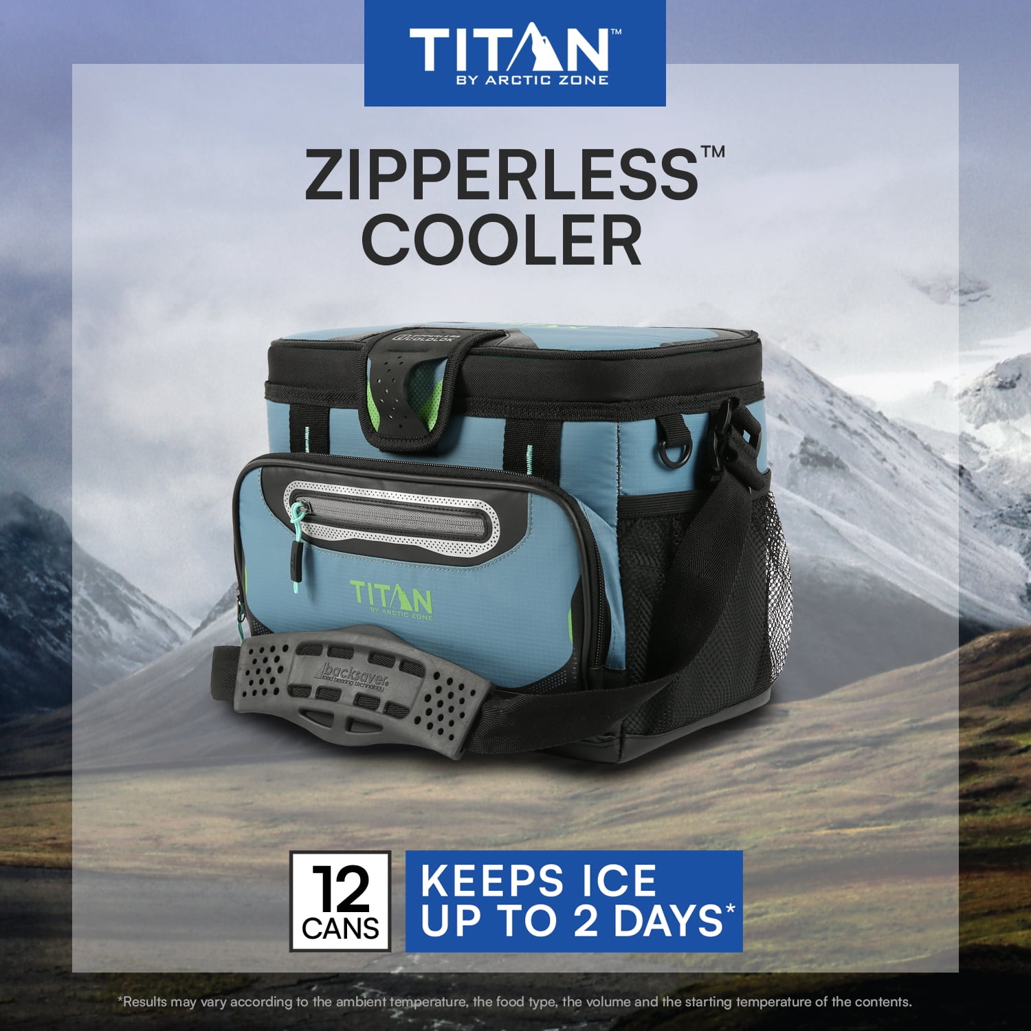 Titan by Arctic Zone Zipperless 12-Can Soft Cooler, 8-Quart, Bali Green