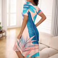 thumbnail image 7 of DBAIXID Knee Length Dress for Women Summer Plus Size Short Sleeve Crewneck Floral Print Flowy Midi Dresses with Pocket Blue 2XL, 7 of 7