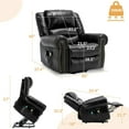thumbnail image 5 of Electric Power Lift Recliner Chairs with Massage and Heat for Elderly, Overstuffed Wide Ergonomic Lounge Chair Classic Single Sofa for Living Room with 2 Remote Control/USB Ports(Black), 5 of 8
