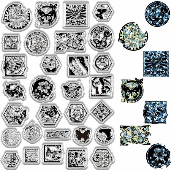 Butterfly Postmark Clear Stamps Vinatge Postcard Rubber Stamp Insects Reusable Retro Transparent Silicone Decorative Seals for Card Making Journaling Crafting Photo Albums Scrapbooking Decor