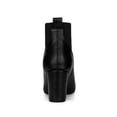 thumbnail image 2 of BLISSFUL STEP Women's Chelsea Square Toe Block Heels Boots Black 10, 2 of 7