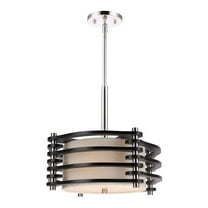 Woodbridge Lighting Steps 3-Light Wood & Fabric Pendant in Satin Nickel/Espresso