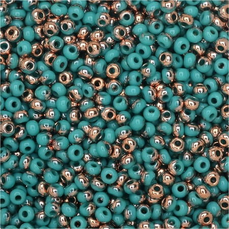 - Czech Glass, Bohemian Aged 11/0 Round Seed Beads, 10 Grams, Green Turquoise and Capri