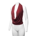 thumbnail image 5 of A2Y Women's Sexy Drape Front Deep V-Neck Cowl Neckline Halter Backless Party Club Top Burgundy S, 5 of 6