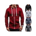 thumbnail image 3 of Mens Solid Zip Up Hoodie Classic Winter Hooded Sweatshirt Jacket Coat Top Tops, 3 of 4