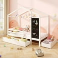 thumbnail image 2 of Costway Twin House Bed with 2 Storage Drawers Solid Wood Platform Bed with Blackboard White, 2 of 10