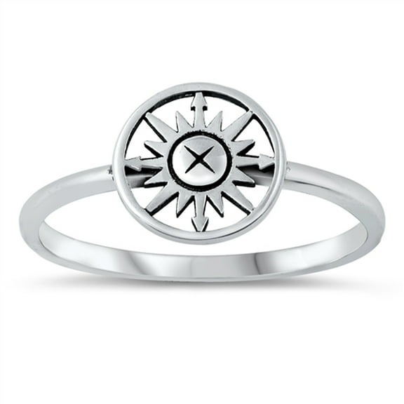 Compass Sun Gipsy Wholesale Ring .925 Solid Sterling Silver Band Jewelry Female Male Unisex Size 8