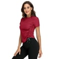 thumbnail image 2 of BeautyIn T-Shirts d'Entraînement pour Femmes Ourlet à Cordon Ajusté Manches Courtes Yoga Course, 2 of 4