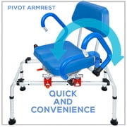 iLIVING Tub Transfer Bench Shower Chair with Easy Access Swivel Padded Seat and Pivoting Arms, and Adjustable Height for Handicap and Seniors, Blue