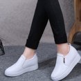 thumbnail image 6 of KIJBLAE Women's Shoes Loafers Moccasins Slip-On Wedge Sneakers Comfort Walking Shoes Ladies Flats Breathable Soft Leather Nurse Work Shoes White 35, 6 of 6