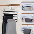 thumbnail image 2 of Metal Pants Hangers 4Pcs, Trousers Hangers, Space Saver Pants Rack, Clothes Hanger for Pants, Non-Slip Space Saving Multi-layer Swing Arm Pant Hanger, Stainless Steel,Non-Slip, Foam, by tutuviw, 2 of 8