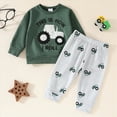 thumbnail image 2 of HCNTES Toddler Boys Clothes Set Crewneck Sweatshirt Long Sleeve Sweater Pants Fall Outfits baby boy clothes on (Green,3-6 Months), 2 of 9