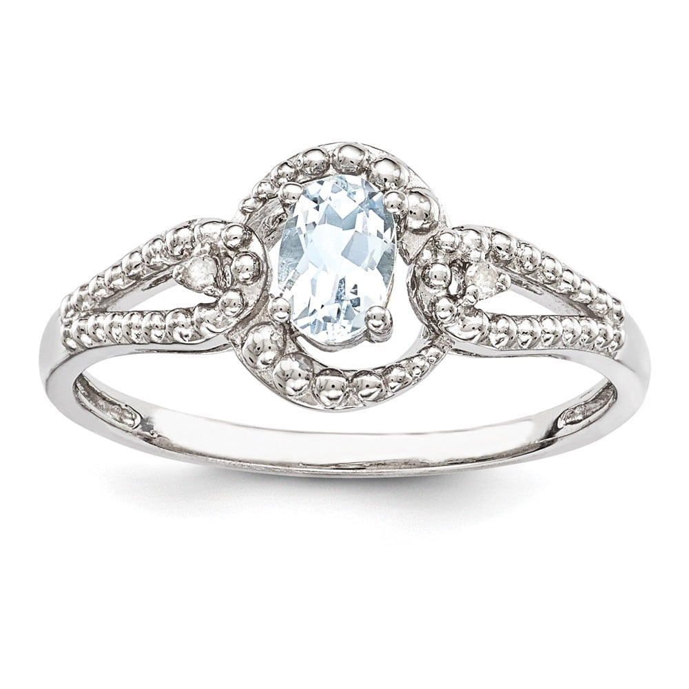 Goldia - Sterling Silver Aquamarine & Diamond March Birthstone Ring ...