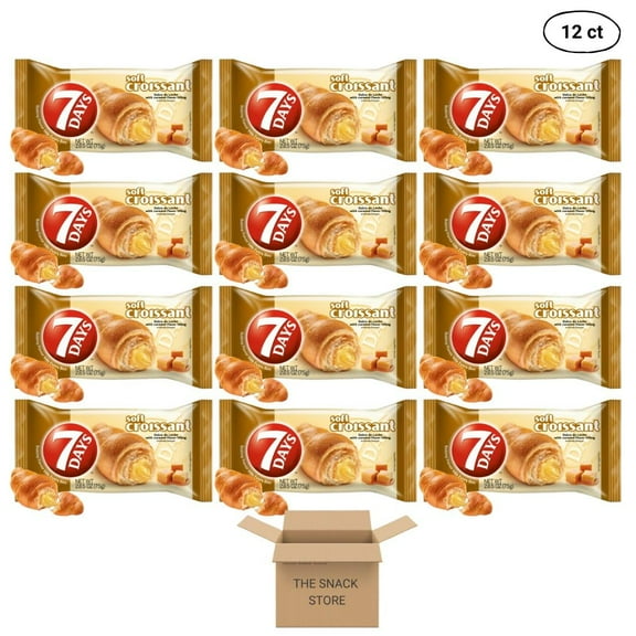 The Snack Store Bundle 7Days Soft Croissant Dulce de Leche with Caramel Flavor Filling, 2.65 Ounce, 2 Boxes of 6 Count, 12 Total Soft Croissant!