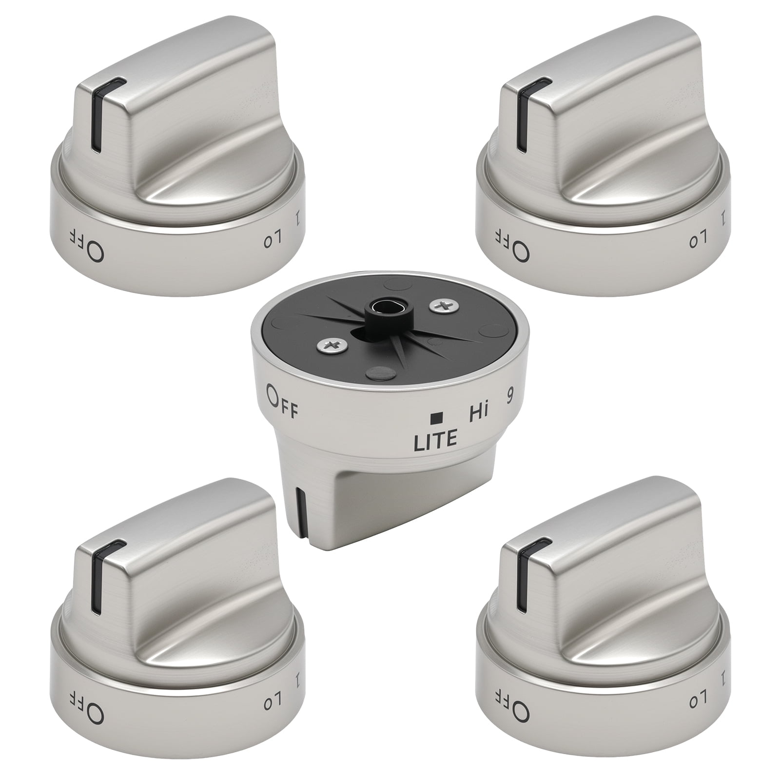 5 Pcs Black Plastic WB03X24818 Stove Knobs, Replacement Parts for GE Adora JGB700SEJ4SS JGB735SP1SS JGB700SE1SS Gas Range Cooktop Oven
