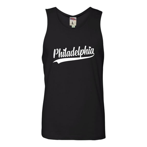 Go All Out City Of Philadelphia Pennsylvania Fashion Script Sleeveless Tank Top T-Shirt Women/Fitted/Mens/Flowy