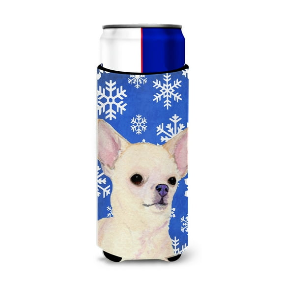 Chihuahua Winter Snowflakes Holiday Ultra Hugger for slim cans