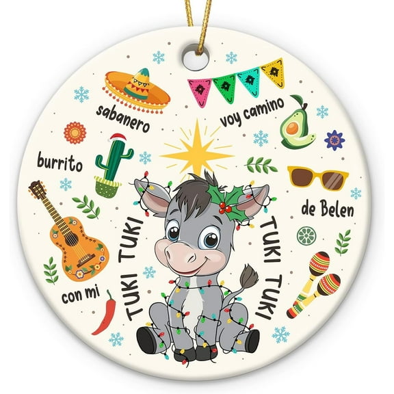 Funny Mexican Ornaments for Christmas Tree 2025 - Donkey Ornament for Xmas Tree Decor, Tuki Tuki Gifts for Donkey Lovers Friends, Animal Lovers Gifts for Mexican Women Mom, Dad A1