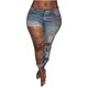 thumbnail image 2 of Puntoco Moda Mujer Sólido Delgado Denim Ripped Chain Big Hole Jeans Pantalones Lápiz Pantalones Puntoco Puntoco-6145, 2 of 9