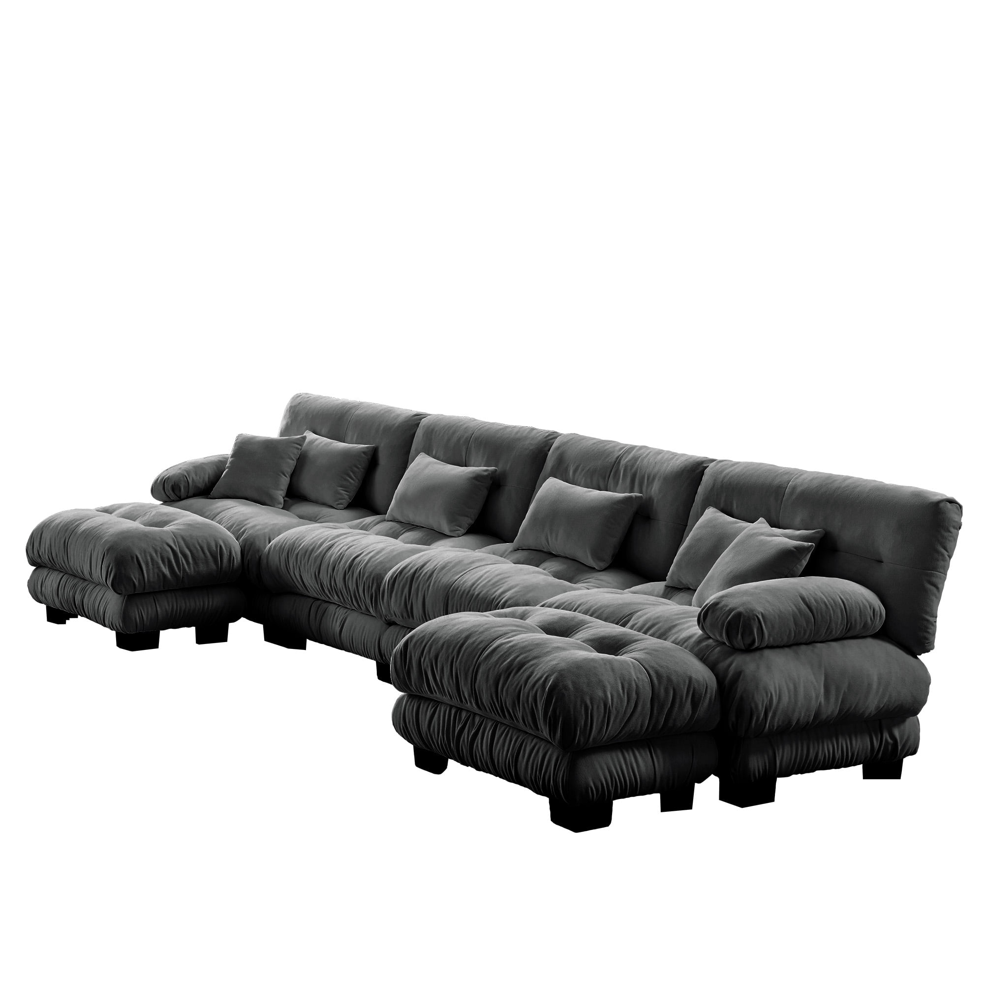 Gewnee White Chenille Cloud Couch 2 Seater Sofa for Living Room, Chenille 2 - Seat sofa with 2 Lumbar pillows and 2 throw pillows,