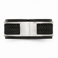 thumbnail image 4 of White Stainless Steel Ring Band Wedding Rubber Black IP with Inlay, 4 of 8