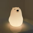 thumbnail image 1 of Lámpara de noche de silicona con forma de oso blanco y carga USB | Luz nocturna LED con interruptor para dormitorio infantil | Luz suave con luz táctil, 1 of 5