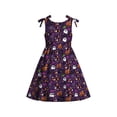 thumbnail image 4 of MEZZALL Girls Bow Shoulder Halloween Dress Ghost Pumpkin Print Sleeveless O-Neck A-Line Swing Kids Party Sundress Breathable Dresses, 4 of 5