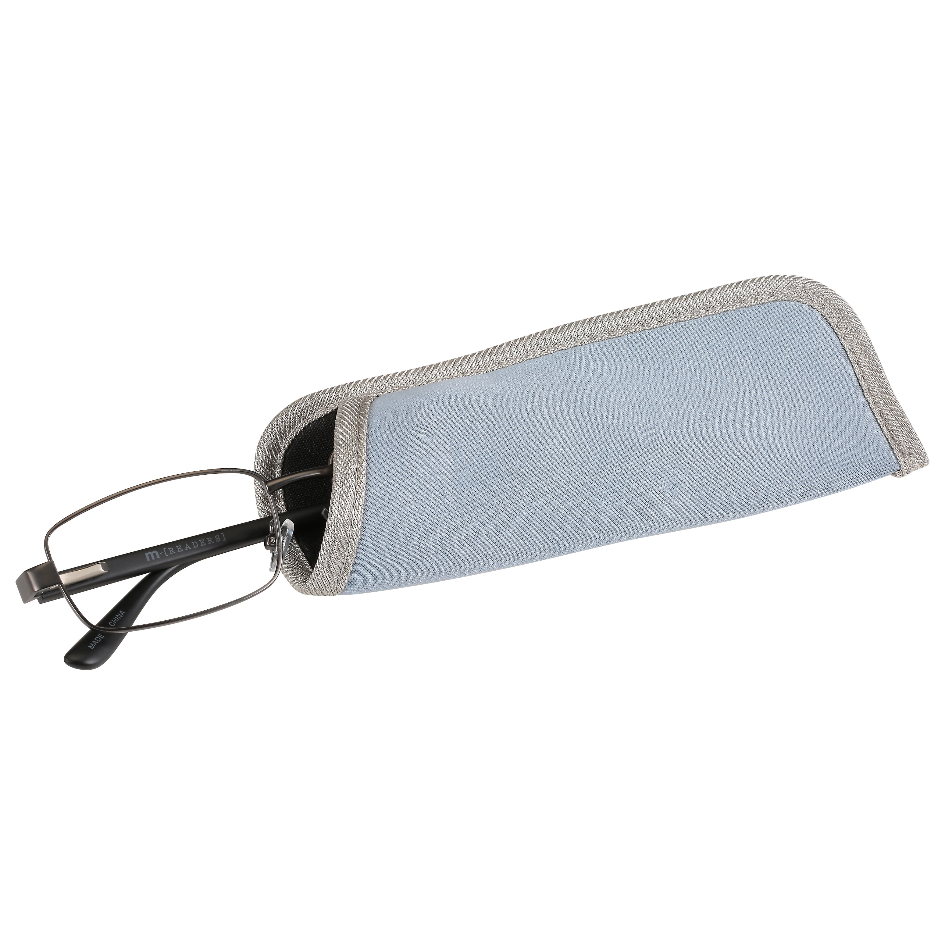 (2 pack) M+ Mens Rectangular Metal Reading Glasses Dgun 3.00 Reed in Gunmetal with Matte Black Temples