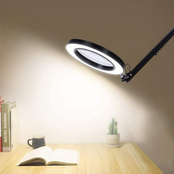 Lampe/Loupe de table à LED (avec pince)