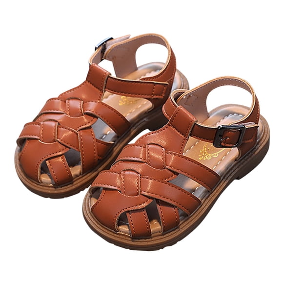 Otqutp Toddler Closed Toe Walking Sandals Soft Rubber Sole Flat Shoes Lightweight Anti Slip Jelly Shoes for Girls Boys