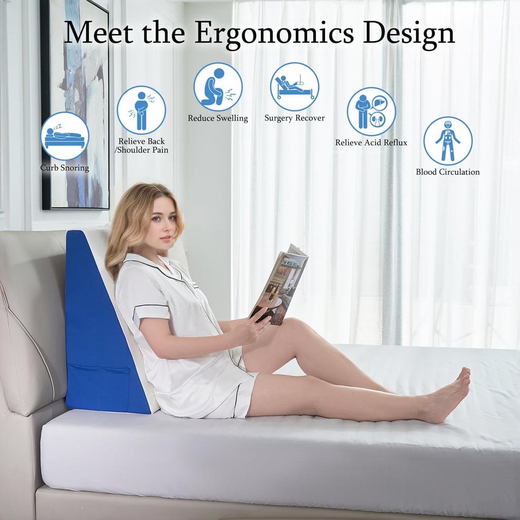 Jakoola Wedge Pillow for Sleeping and Back Support,Leg Elevation Pillow for Relief and After Surgery, White