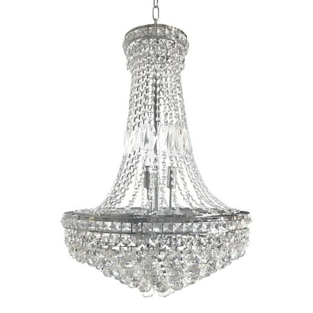 

French Empire Crystal Chandelier - Polished Chrome - European - 46 x 27