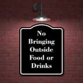 thumbnail image 2 of No Bringing Outside Food or Drinks BLACK Aluminum Composite Sign 20''x24'', 2 of 9