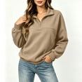 thumbnail image 6 of Women's Half Zip Pullover Sweatshirt Oversized Long Sleeve Mock Neck Casual Top with Collar Solid Color Relaxed Fit Fleece Jumper, 6 of 8
