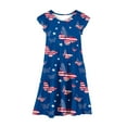 thumbnail image 5 of Bovxnpu Summer Girls Dresses, Girls Midi Flowy Casual Dresses With Pocket, Independent Day Girls' Short Sleeve Ruffled Pockets Round-Neck Printed Dress 8 Years, 5 of 5