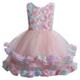 thumbnail image 1 of 3-10T Kids Girl 3D Flowers Dress Ruffle Lace Tulle Sleeveless Bow Princess Pageant Party Wedding Bridesmaid Birthday Dresses, 1 of 8