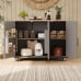 thumbnail image 5 of K&K 51.2"W Geometric Twill Stripe Textured Design Kitchen Island with Drop Leaf, Farmhouse Kitchen Island on Wheels with Internal Storage Rack, Rolling Kitchen Cart with Towel Rack for Kitchen,, 5 of 6