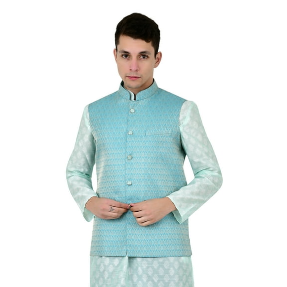 Sonakshi Fashion Men's Bandhgala Waistcoat Brocade Festive Jacquard Nehru Jacket