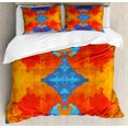 thumbnail image 1 of Trippy Duvet Cover Set King Size, Kaleidoscopic Motif Vibrant Blue and Orange Psychedelic Image Symmetrical Pattern, Decorative 3 Piece Bedding Set with 2 Pillow Shams, Multicolor, by Ambesonne, 1 of 3