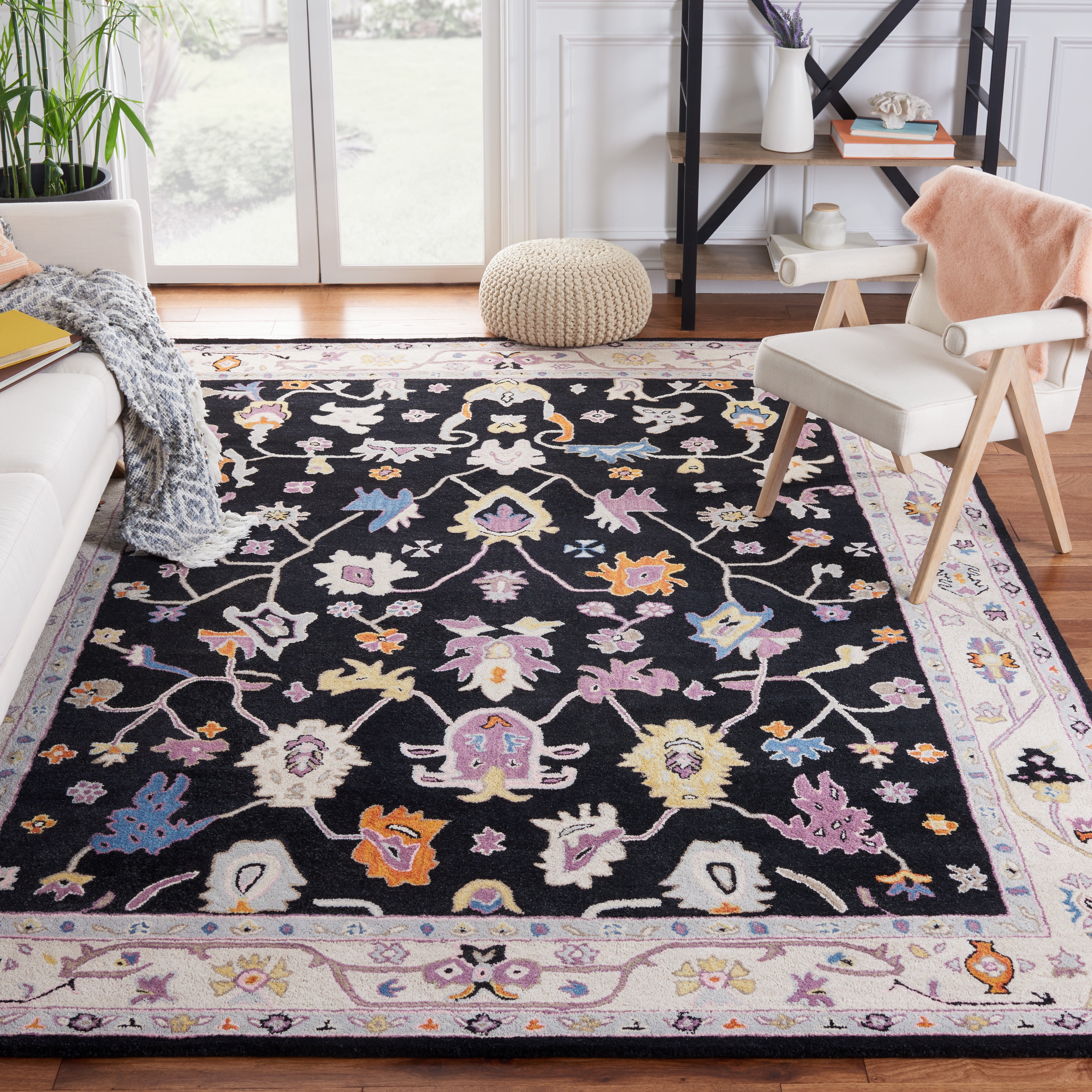 SAFAVIEH Anatolia Dalton Oriental Wool Area Rug, Black/Ivory, 8' x 10'