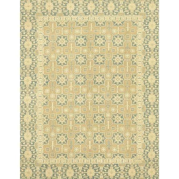 Ahgly Company Machine Washable Indoor Rectangle Abstract Brass Green Area Rugs, 6' x 9'