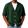 thumbnail image 3 of Mens Cardigan Sweater Textured Waffle Knit Short Sleeve Cardigan Open Front Lightweight Casual Button Down Cardigan, M, 3 of 8