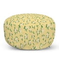 thumbnail image 1 of Floral Pouf Cover with Zipper, Repetitive Rose Arrangements with Leaves Spring Garden Art Illustration, Soft Decorative Fabric Unstuffed Case, 30" W X 17.3" L, Green and Pale Yellow, by Ambesonne, 1 of 5