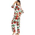 thumbnail image 3 of Womens Silk Satin Pajamas Set Sleepwear Loungewear,Classical Flower-red, 3 of 5